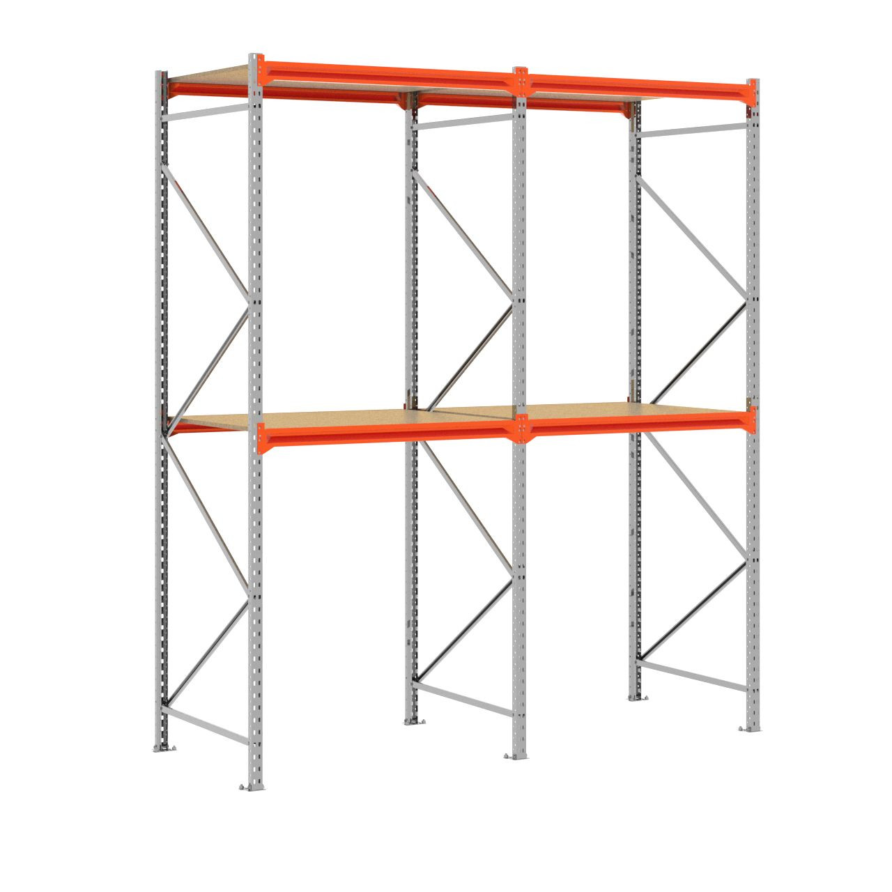 Grootvakstelling 3.000 mm x 2.500 mm x 1.000 mm (HxLxD) - 2 niveaus GALVA - (Liggers: 1.200 mm)