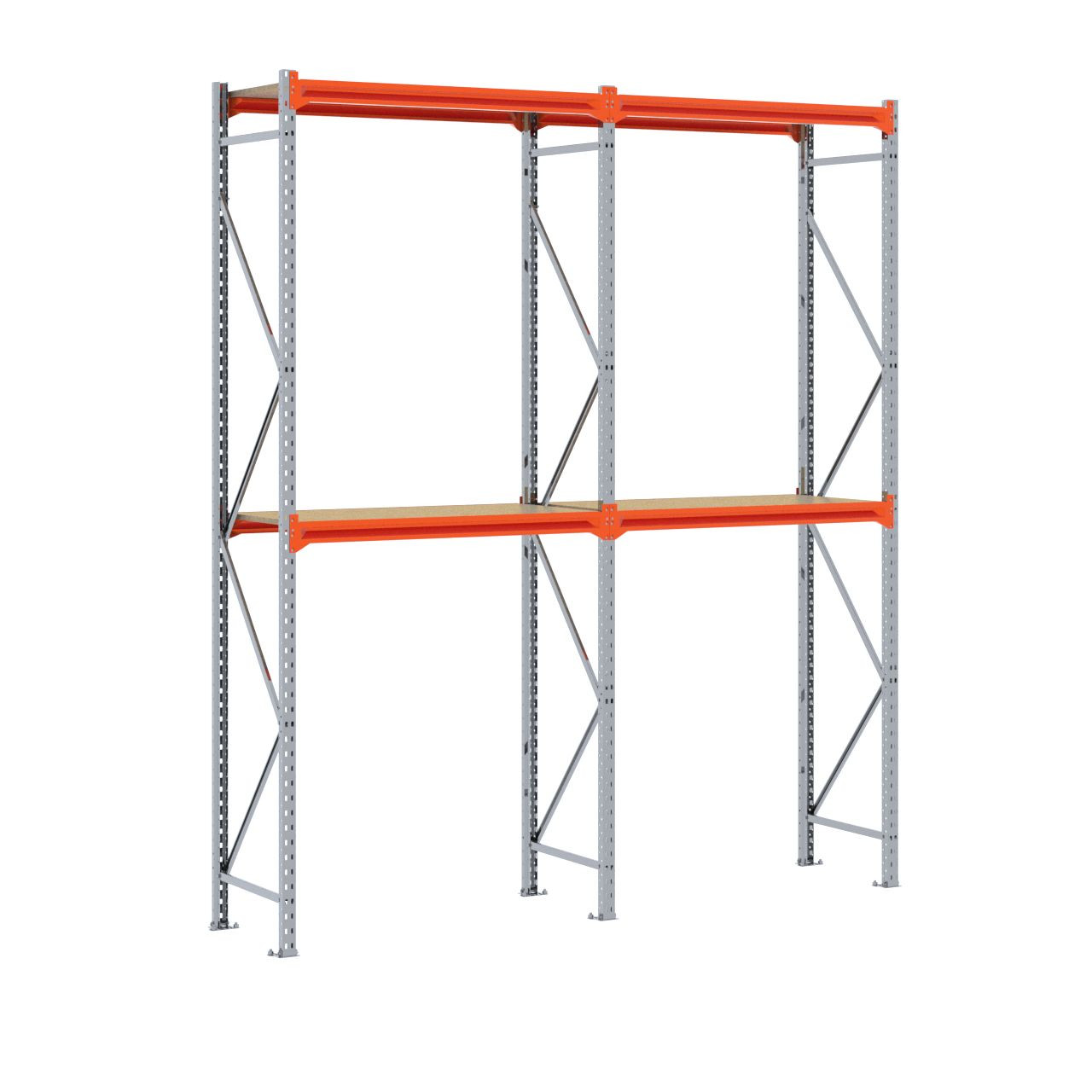 Grootvakstelling 3.000 mm x 2.500 mm x 600 mm (HxLxD) - 2 niveaus GALVA - (Liggers: 1.200 mm)