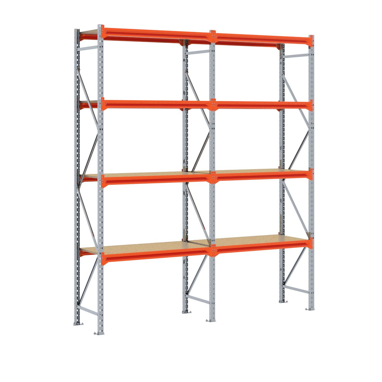 Grootvakstelling 3.000 mm x 2.500 mm x 600 mm (HxLxD) - 4 niveaus GALVA - (Liggers: 1.200 mm)