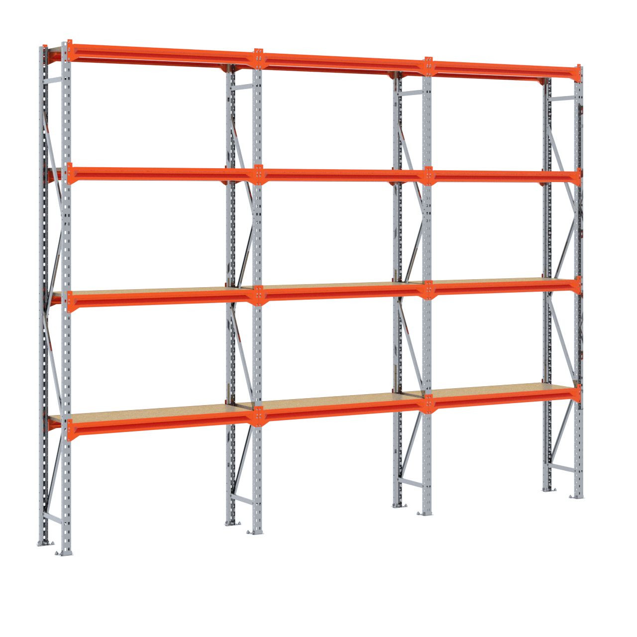 Grootvakstelling 3.000 mm x 3.800 mm x 400 mm (HxLxD) - 4 niveaus GALVA
