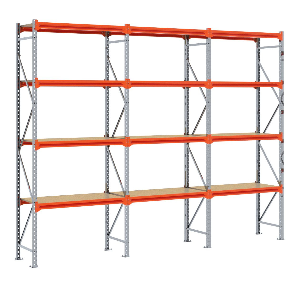 Grootvakstelling 3.000 mm x 3.800 mm x 600 mm (HxLxD) - 4 niveaus GALVA