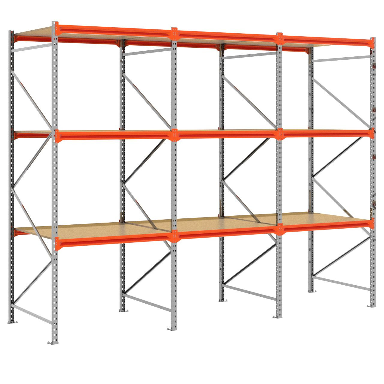 Grootvakstelling 3.000 mm x 3.800 mm x 1.200 mm (HxLxD) - 3 niveaus GALVA
