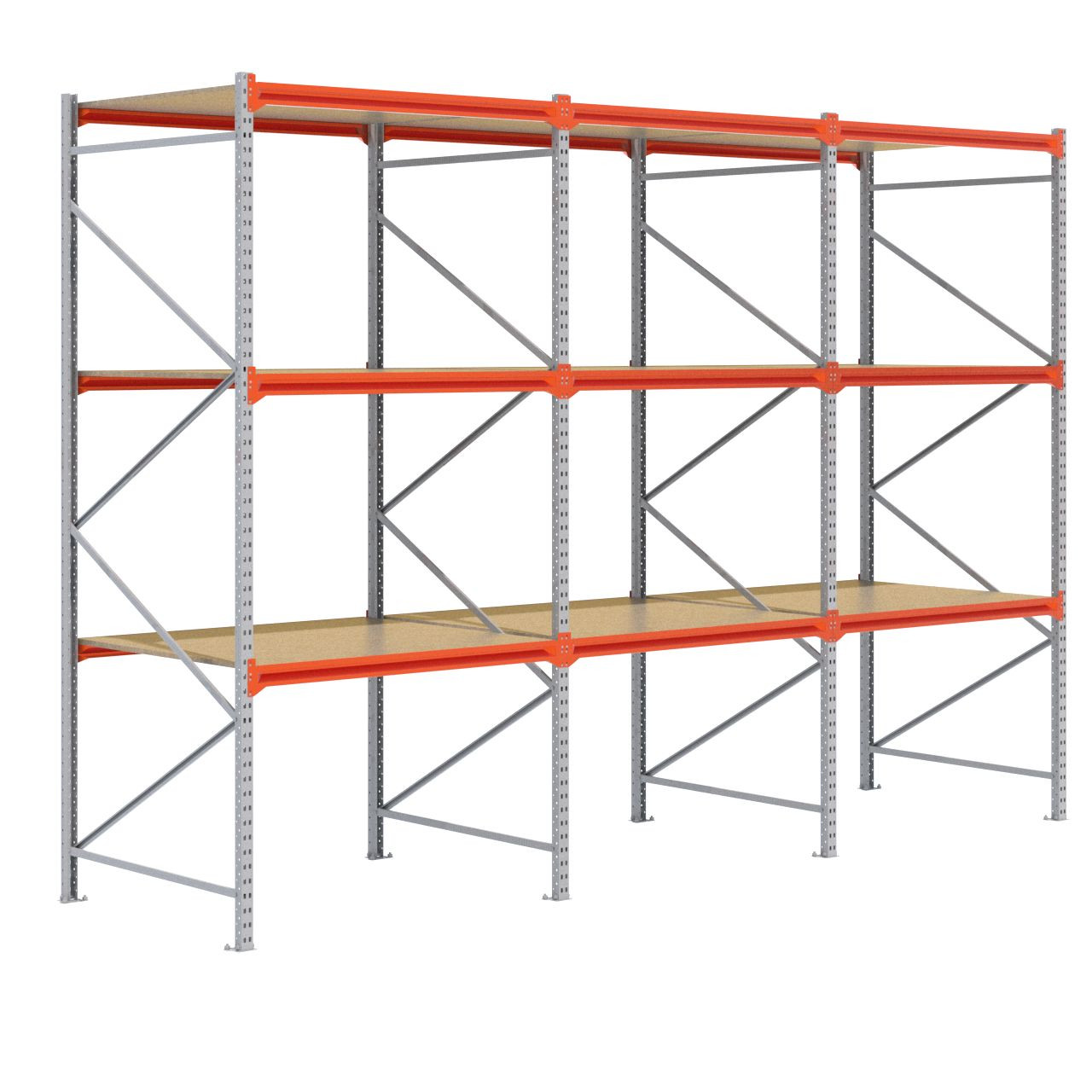 Grootvakstelling 3.000 mm x 4.300 mm x 1.200 mm (HxLxD) - 3 niveaus GALVA (Liggers: 1.350 mm)