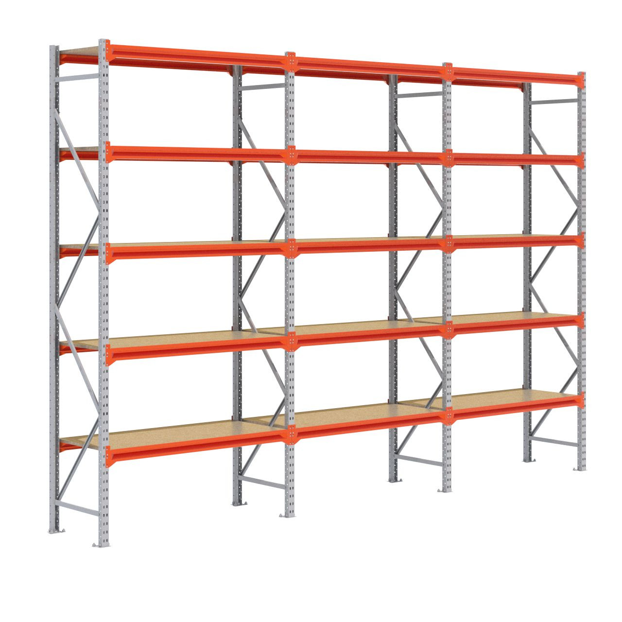 Grootvakstelling 3.000 mm x 4.300 mm x 600 mm (HxLxD) - 5 niveaus GALVA (Liggers: 1.350 mm)