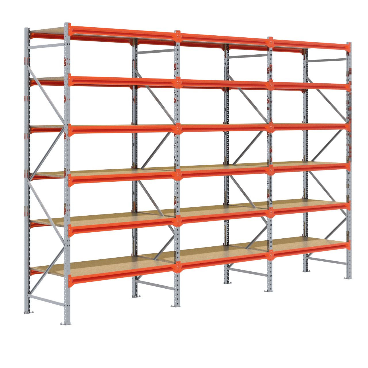Grootvakstelling 3.000 mm x 4.300 mm x 800 mm (HxLxD) - 6 niveaus GALVA (Liggers: 1.350 mm)