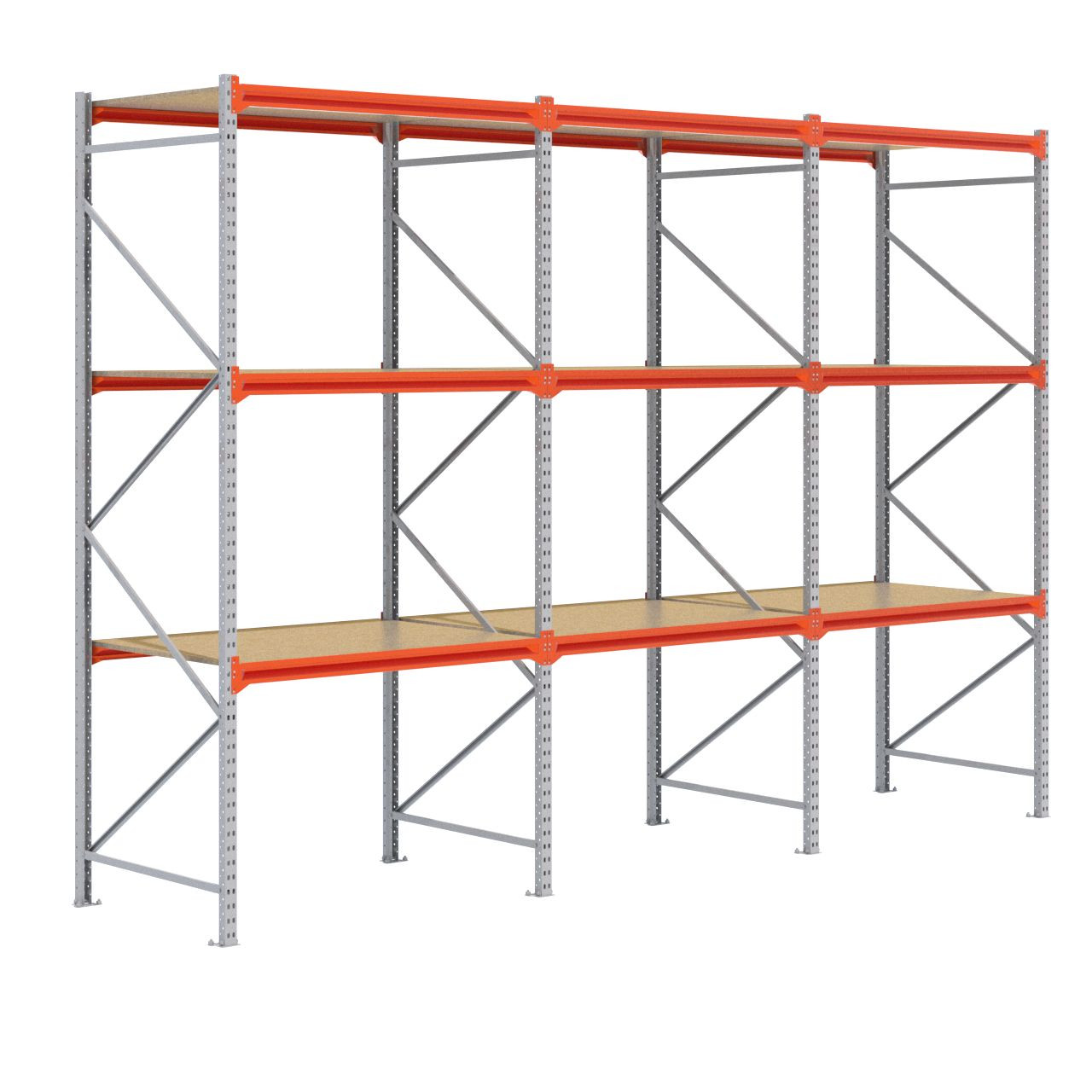 Grootvakstelling 3.000 mm x 4.300 mm x 1.000 mm (HxLxD) - 3 niveaus GALVA (Liggers: 1.350 mm)