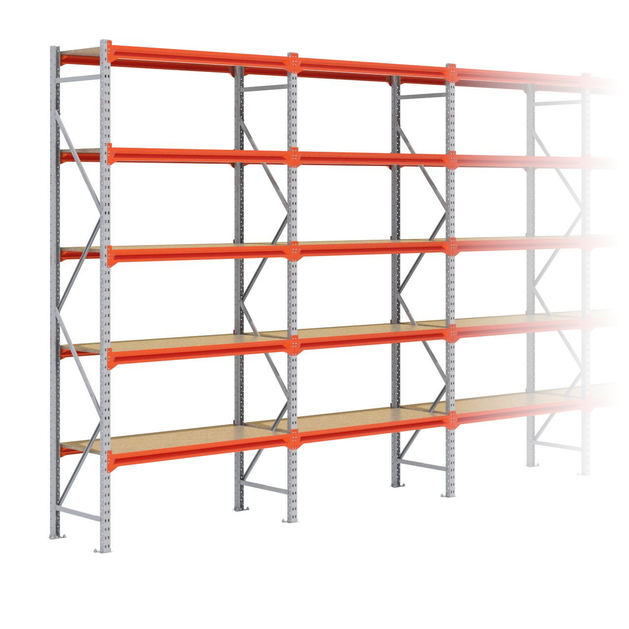 Grootvakstelling 3.000 mm x 5.700 mm x 600 mm (HxLxD) - 5 niveaus GALVA