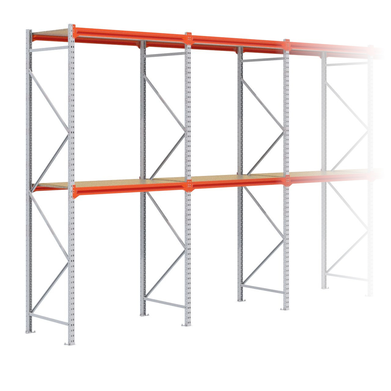 Grootvakstelling 3.000 mm x 5.700 mm x 800 mm (HxLxD) - 2 niveaus GALVA