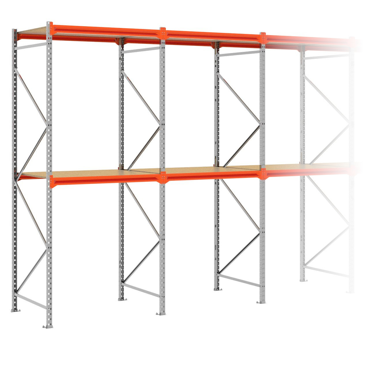 Grootvakstelling 3.000 mm x 7.600 mm x 1.000 mm (HxLxD) - 2 niveaus GALVA