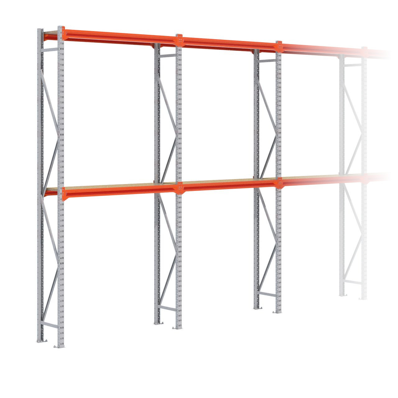 Grootvakstelling 3.000 mm x 8.500 mm x 400 mm (HxLxD) - 2 niveaus GALVA