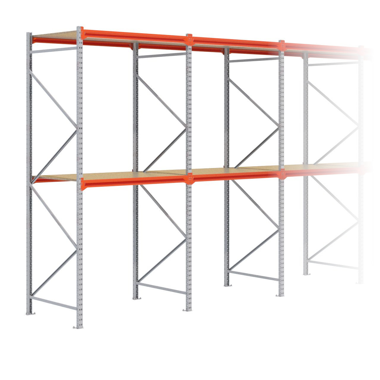 Grootvakstelling 3.000 mm x 8.500 mm x 1.000 mm (HxLxD) - 2 niveaus GALVA