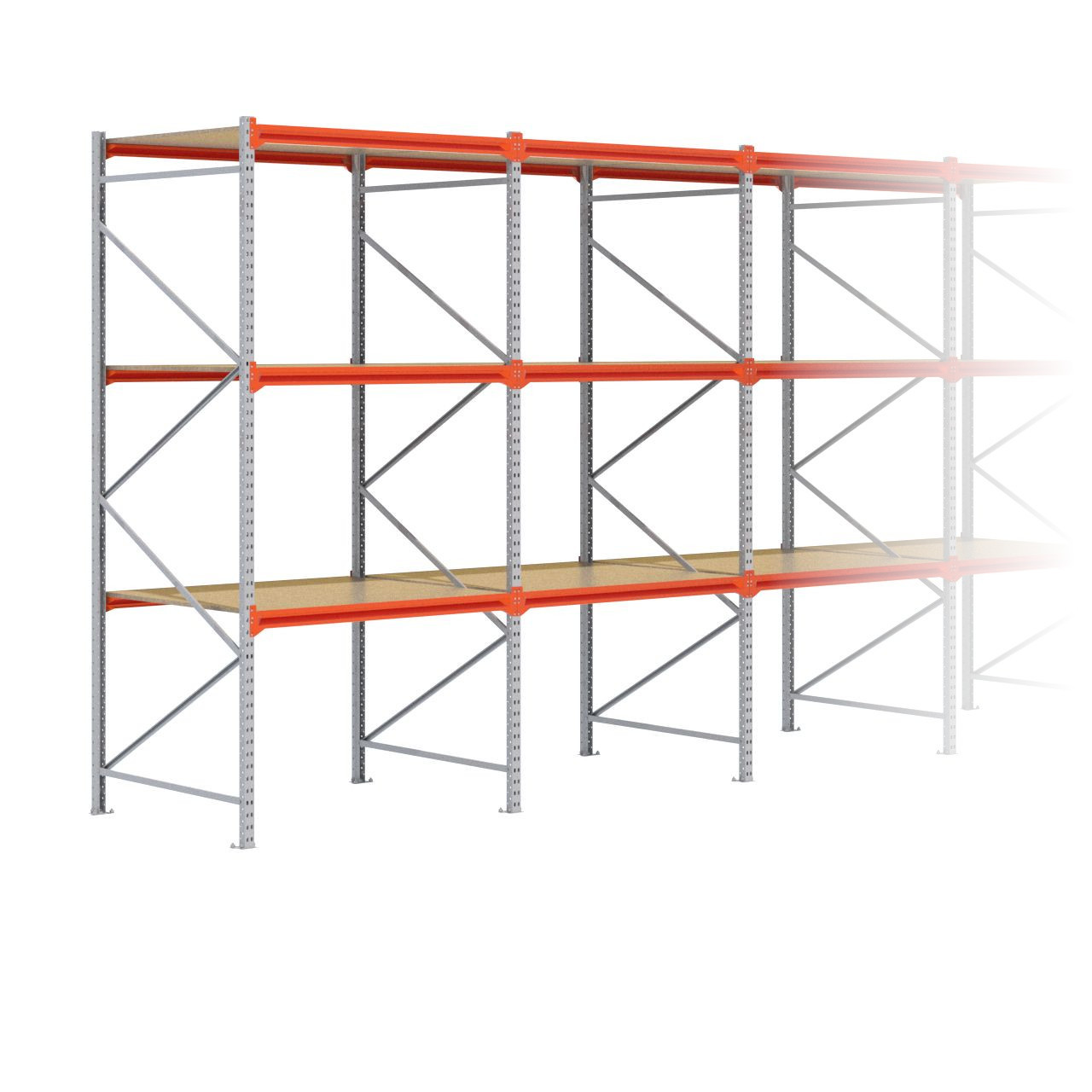 Grootvakstelling 3.000 mm x 12.700 mm x 1.200 mm (HxLxD) - 3 niveaus GALVA