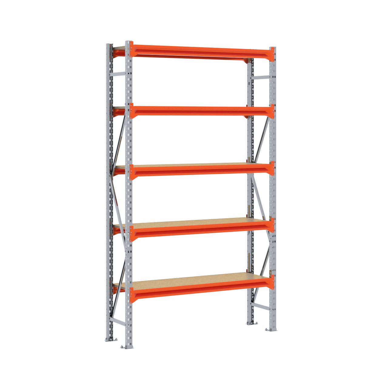 Grootvakstelling 2.500 mm x 1.500 mm x 400 mm (HxLxD) - 5 niveaus GALVA