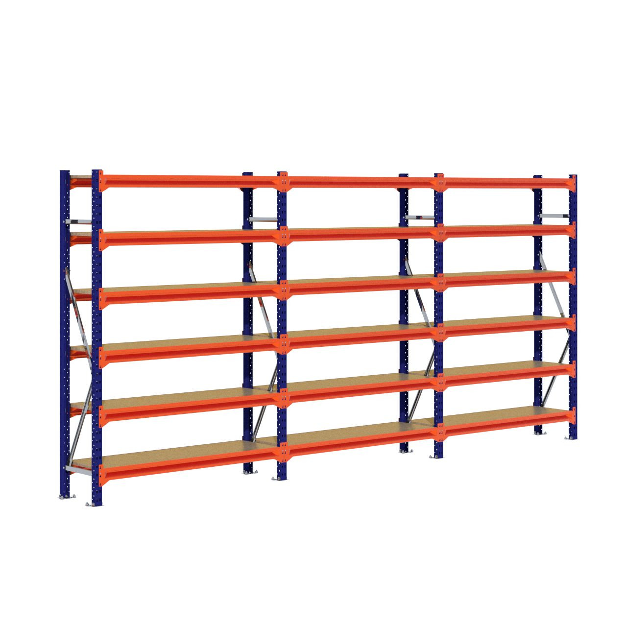 Grootvakstelling 2.000 mm x 4.300 mm x 400 mm (HxLxD) - 6 niveaus (Liggers: 1.350 mm)