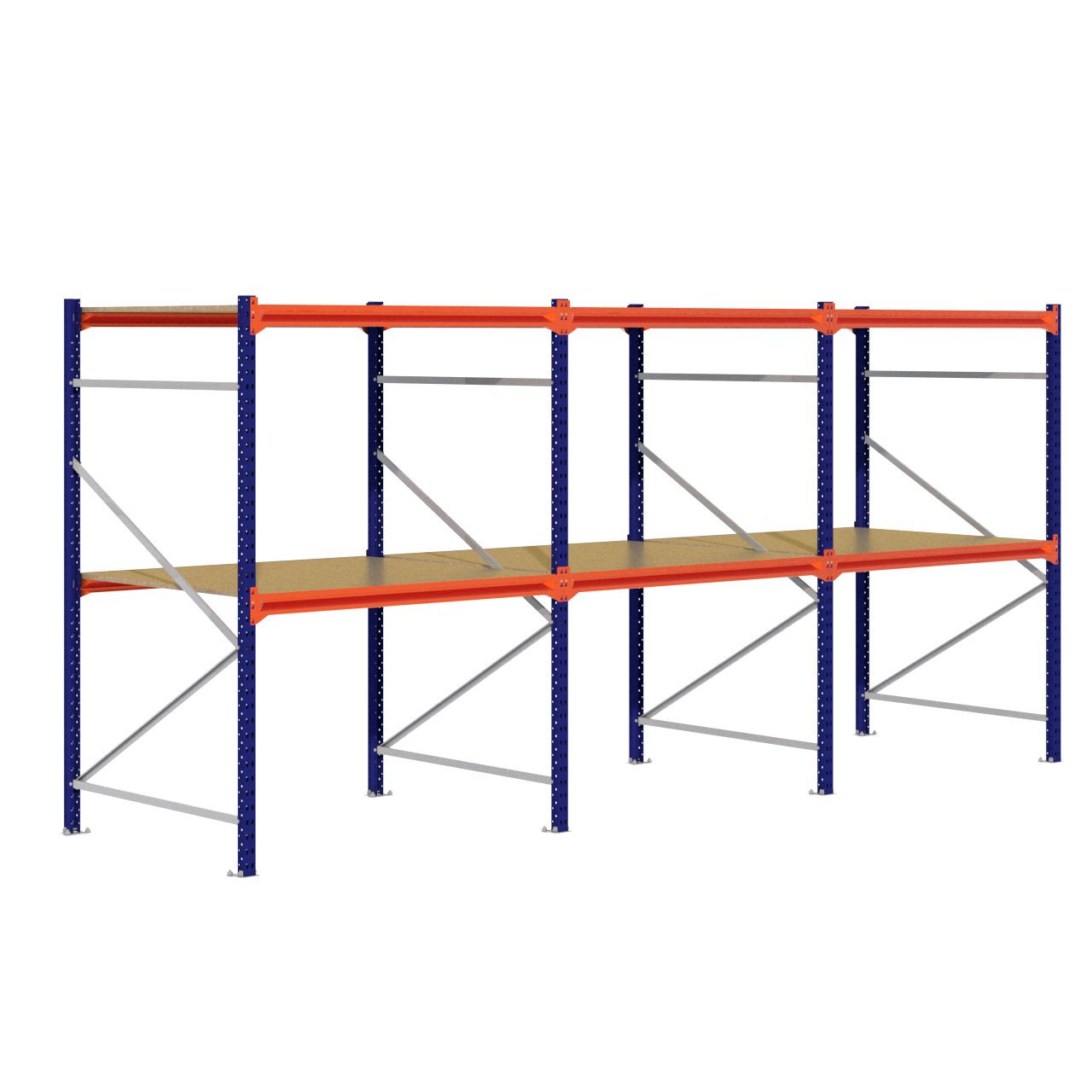 Grootvakstelling 2.000 mm x 4.300 mm x 1.200 mm (HxLxD) - 2 niveaus (Liggers: 1.350 mm)
