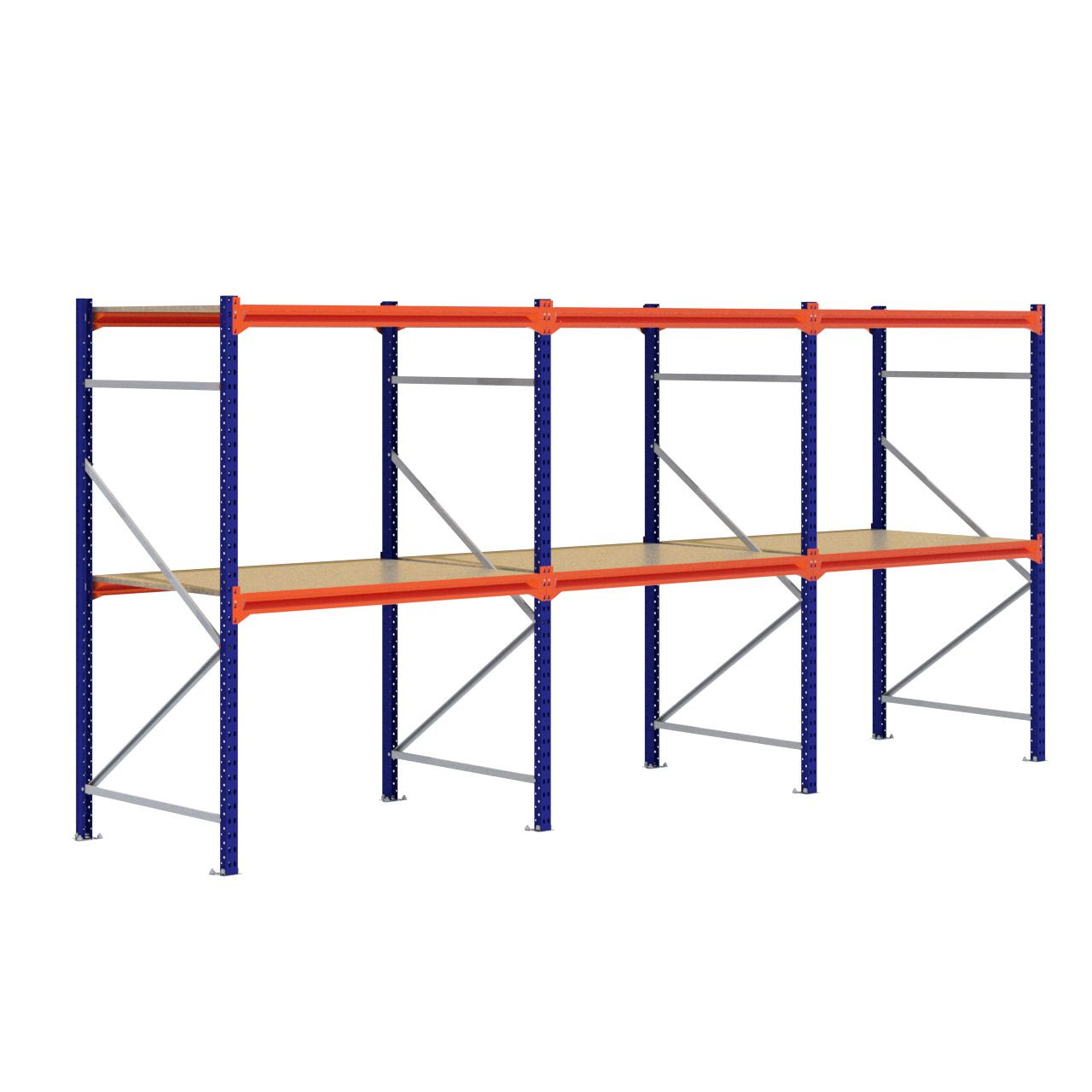 Grootvakstelling 2.000 mm x 4.300 mm x 1.000 mm (HxLxD) - 2 niveaus (Liggers: 1.350 mm)
