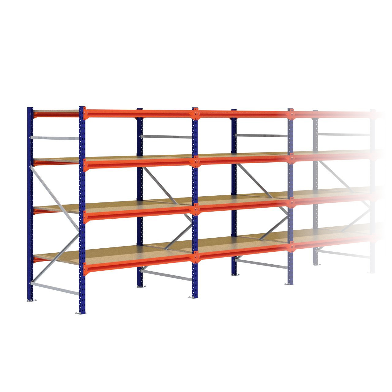 Grootvakstelling 2.000 mm x 5.700 mm x 1.000 mm (HxLxD) - 4 niveaus