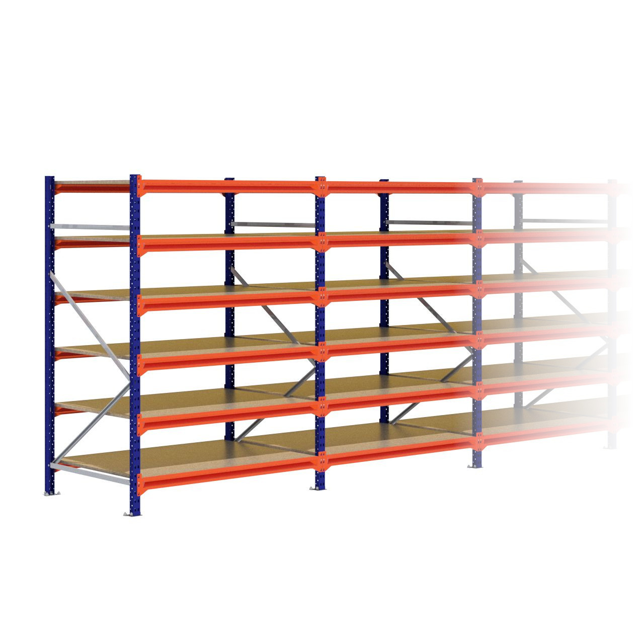 Grootvakstelling 2.000 mm x 5.700 mm x 1.000 mm (HxLxD) - 6 niveaus