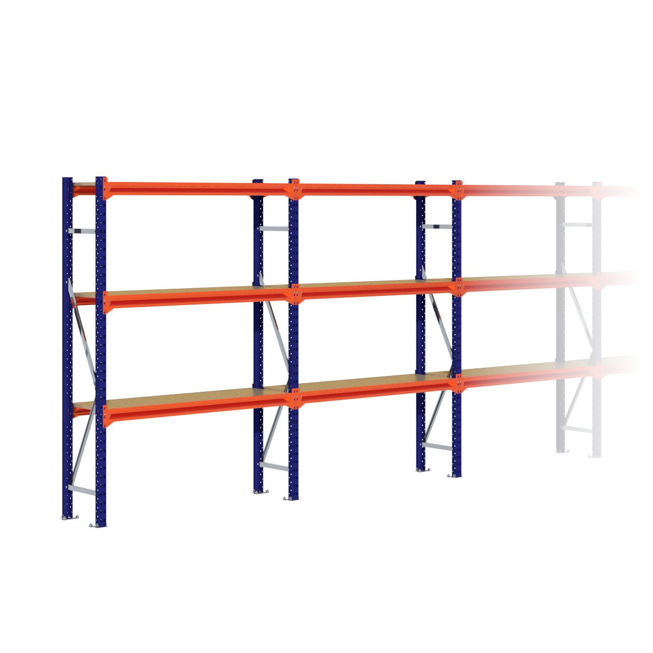 Grootvakstelling 2.000 mm x 7.000 mm x 400 mm (HxLxD) - 3 niveaus (Liggers: 1.350 mm)