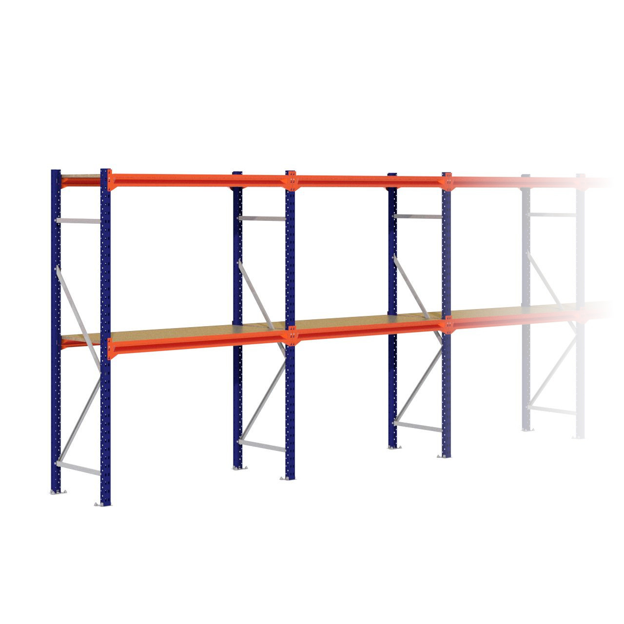 Grootvakstelling 2.000 mm x 11.300 mm x 600 mm (HxLxD) - 2 niveaus