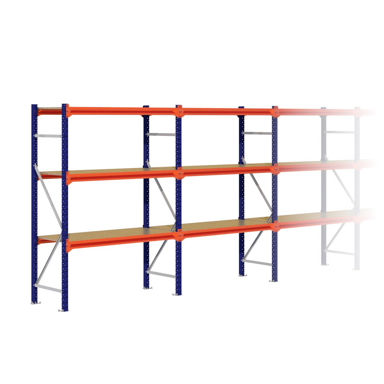 Grootvakstelling 2.000 mm x 11.300 mm x 600 mm (HxLxD) - 3 niveaus