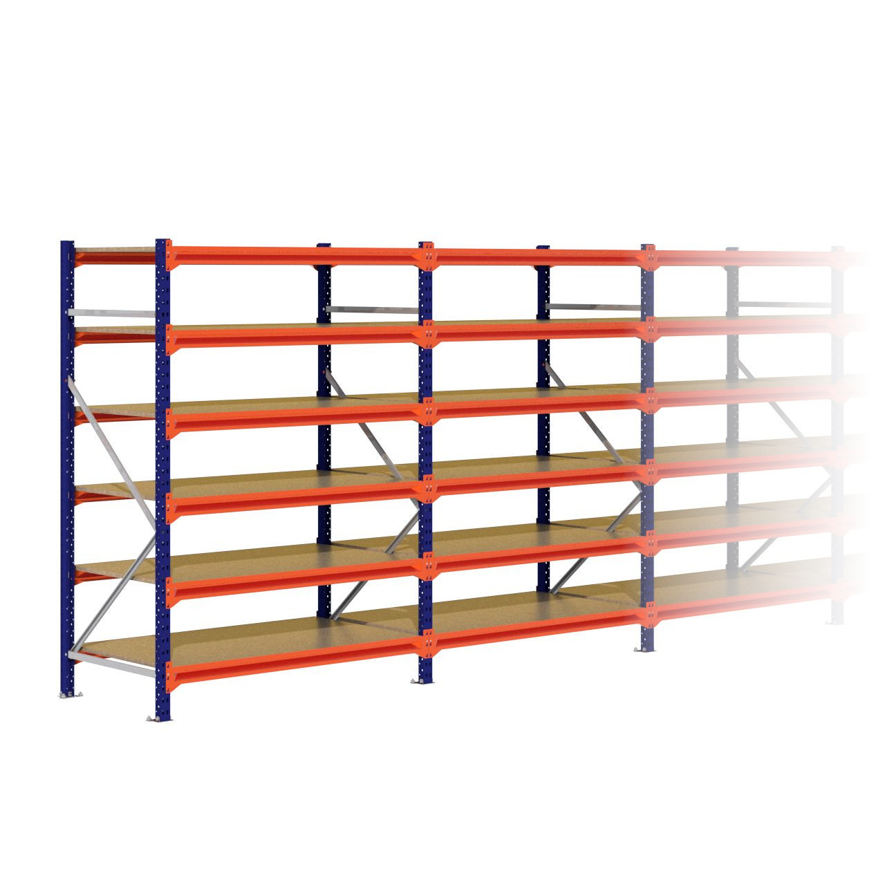 Grootvakstelling 2.000 mm x 12.700 mm x 800 mm (HxLxD) - 6 niveaus
