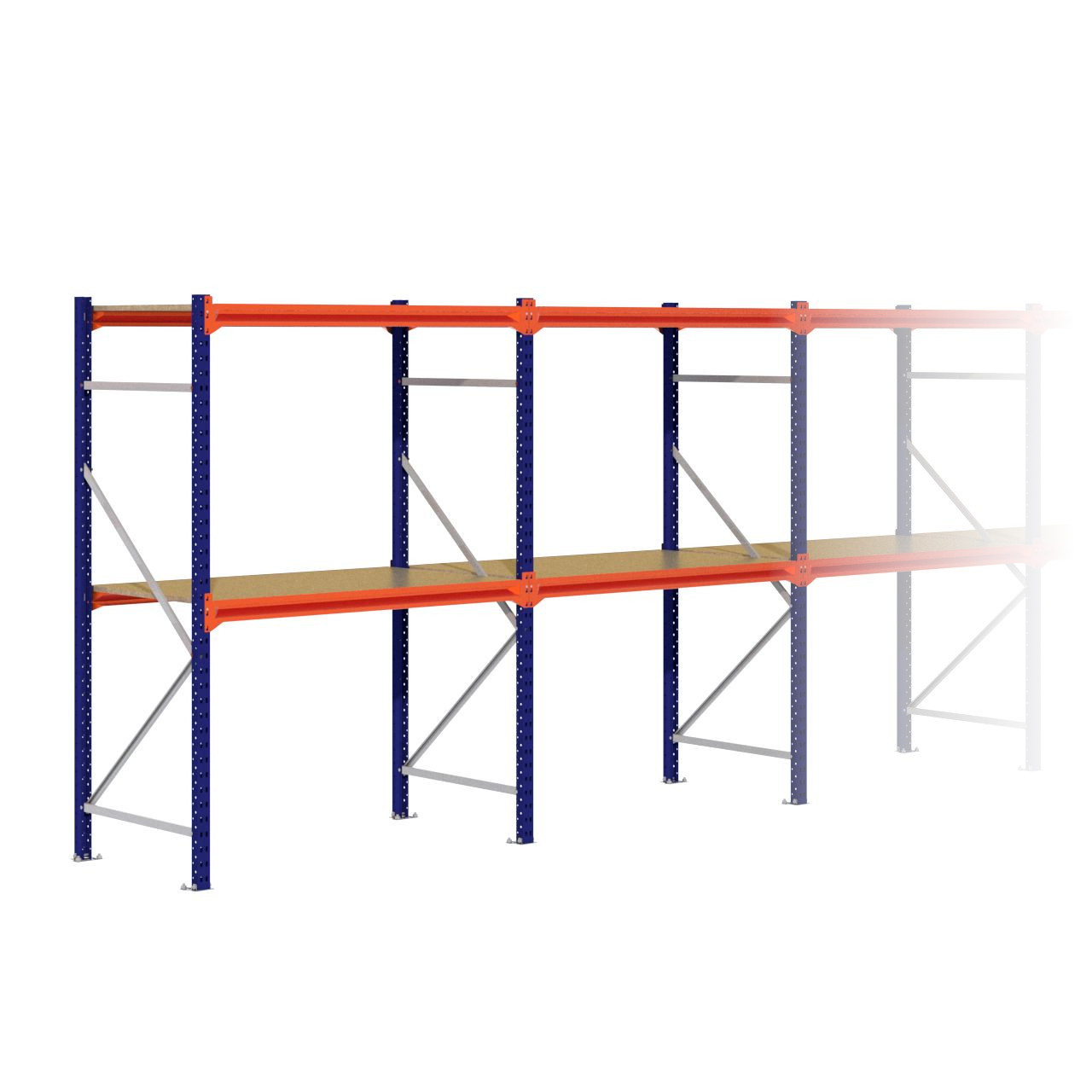 Grootvakstelling 2.000 mm x 12.700 mm x 800 mm (HxLxD) - 2 niveaus