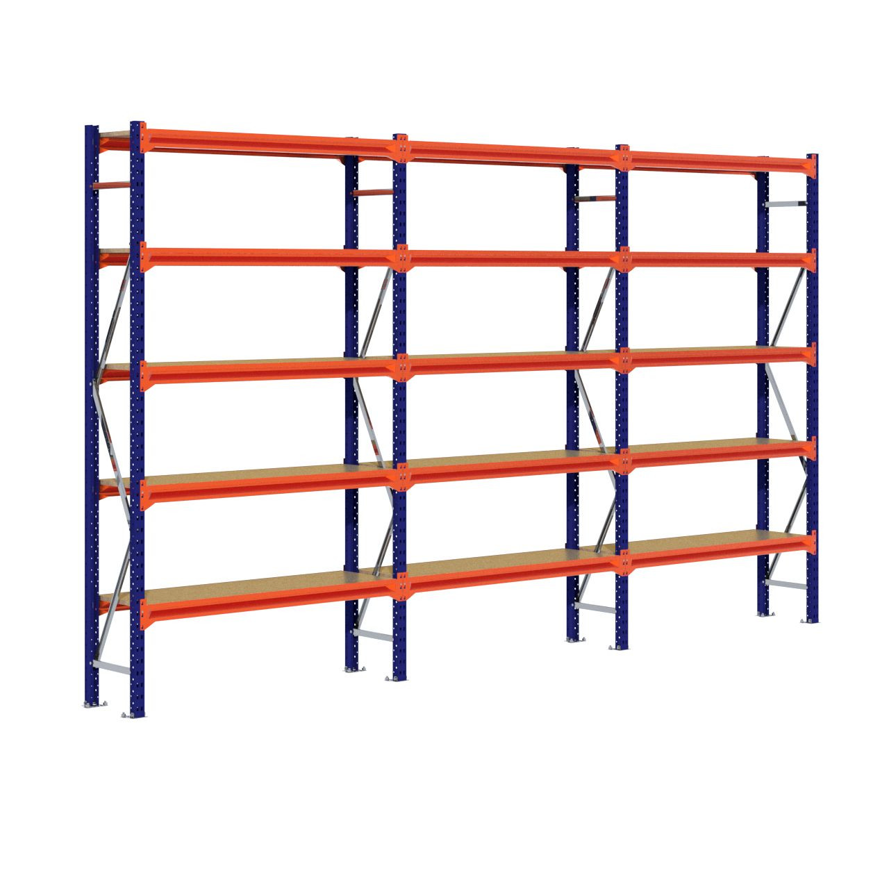 Grootvakstelling 2.500 mm x 4.300 mm x 400 mm (HxLxD) - 5 niveaus (Liggers: 1.350 mm)