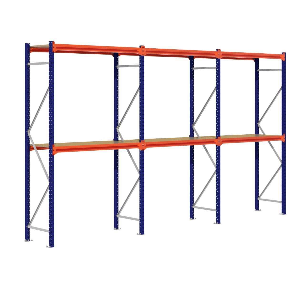 Grootvakstelling 2.500 mm x 4.300 mm x 600 mm (HxLxD) - 2 niveaus (Liggers: 1.350 mm)