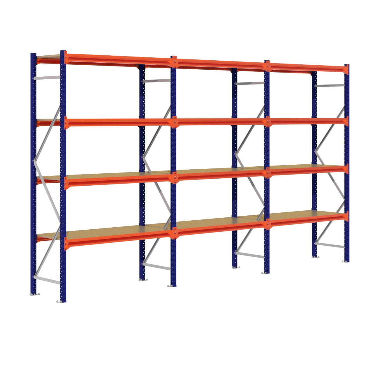 Grootvakstelling 2.500 mm x 4.300 mm x 600 mm (HxLxD) - 4 niveaus (Liggers: 1.350 mm)