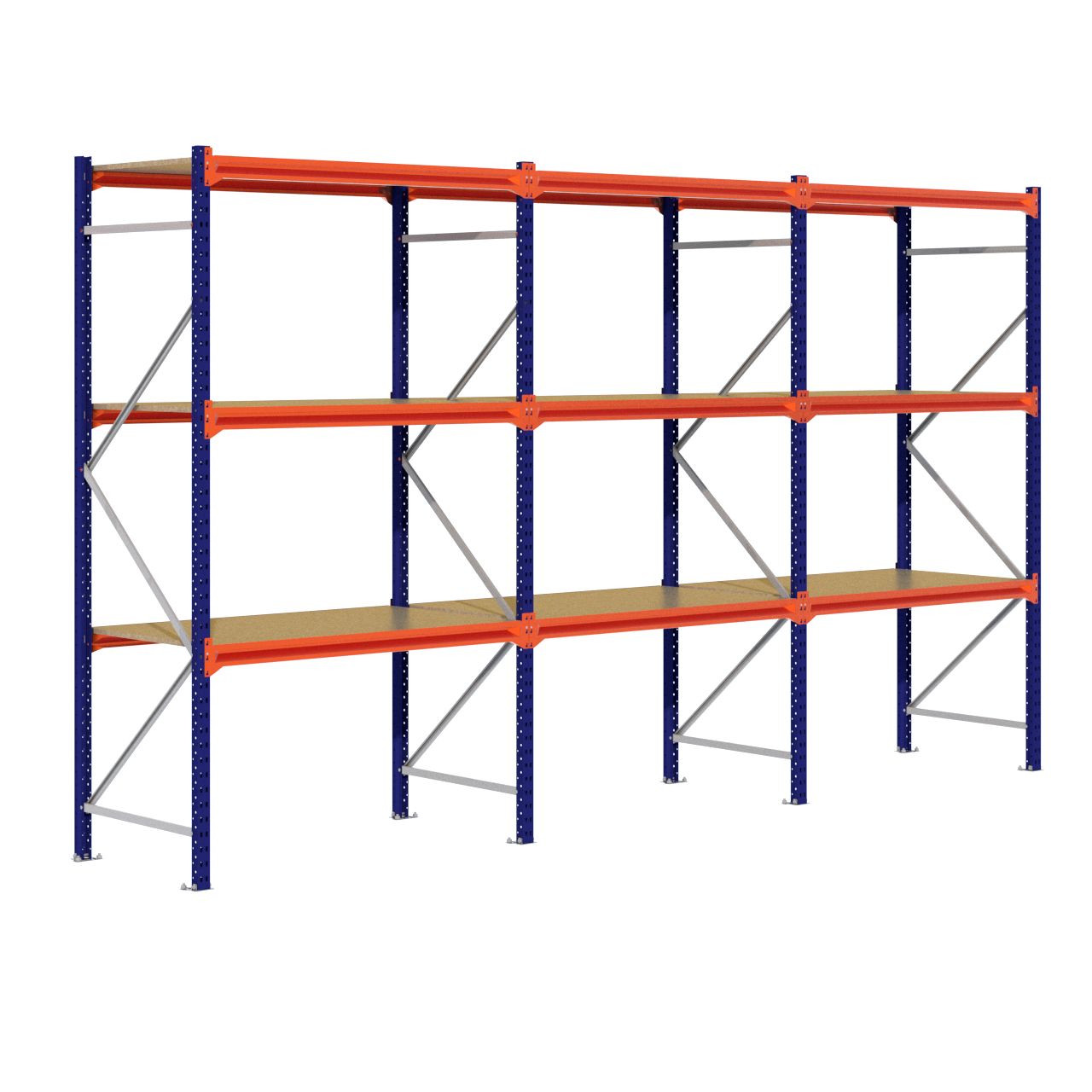 Grootvakstelling 2.500 mm x 4.300 mm x 800 mm (HxLxD) - 3 niveaus (Liggers: 1.350 mm)