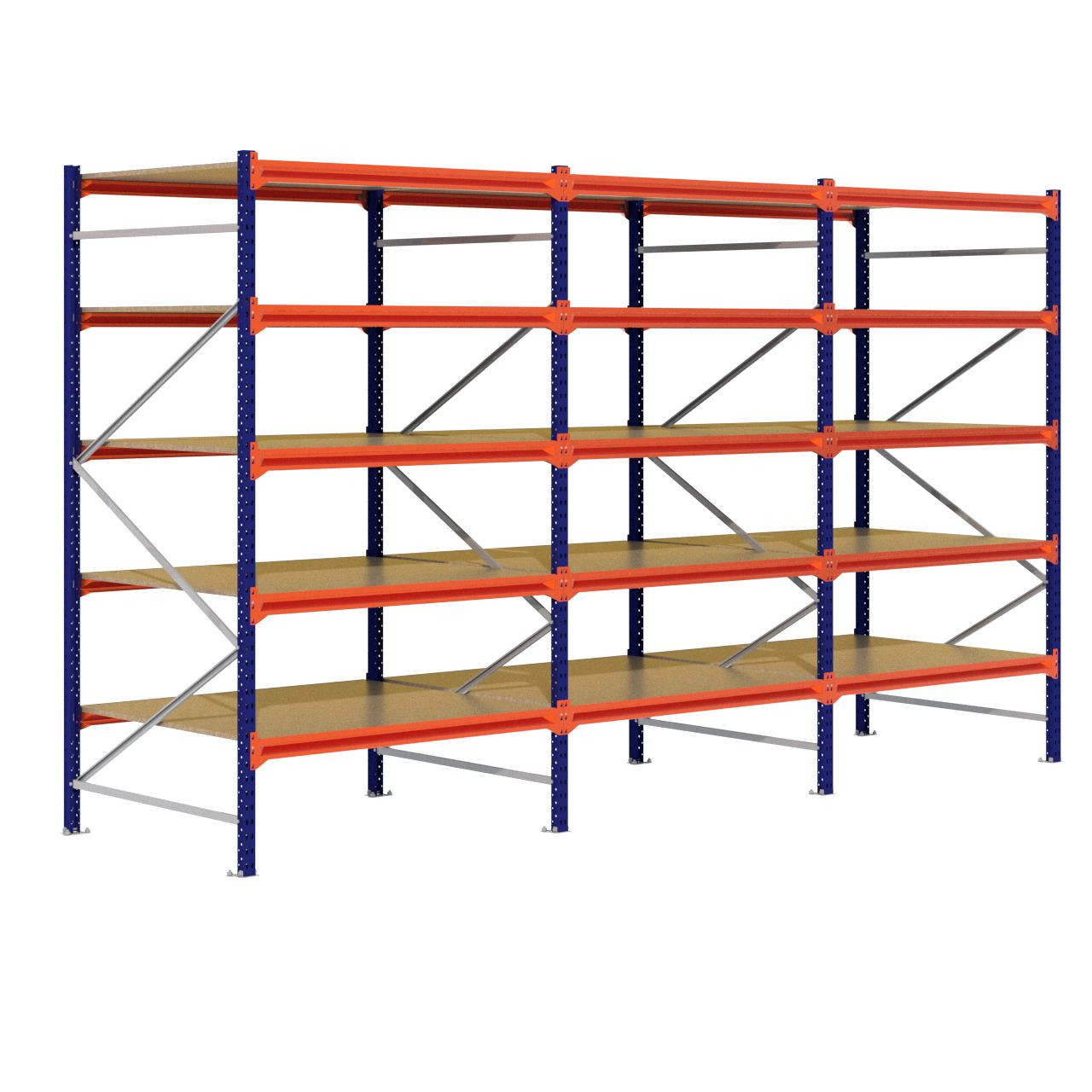 Grootvakstelling 2.500 mm x 4.300 mm x 1.200 mm (HxLxD) - 5 niveaus (Liggers: 1.350 mm)