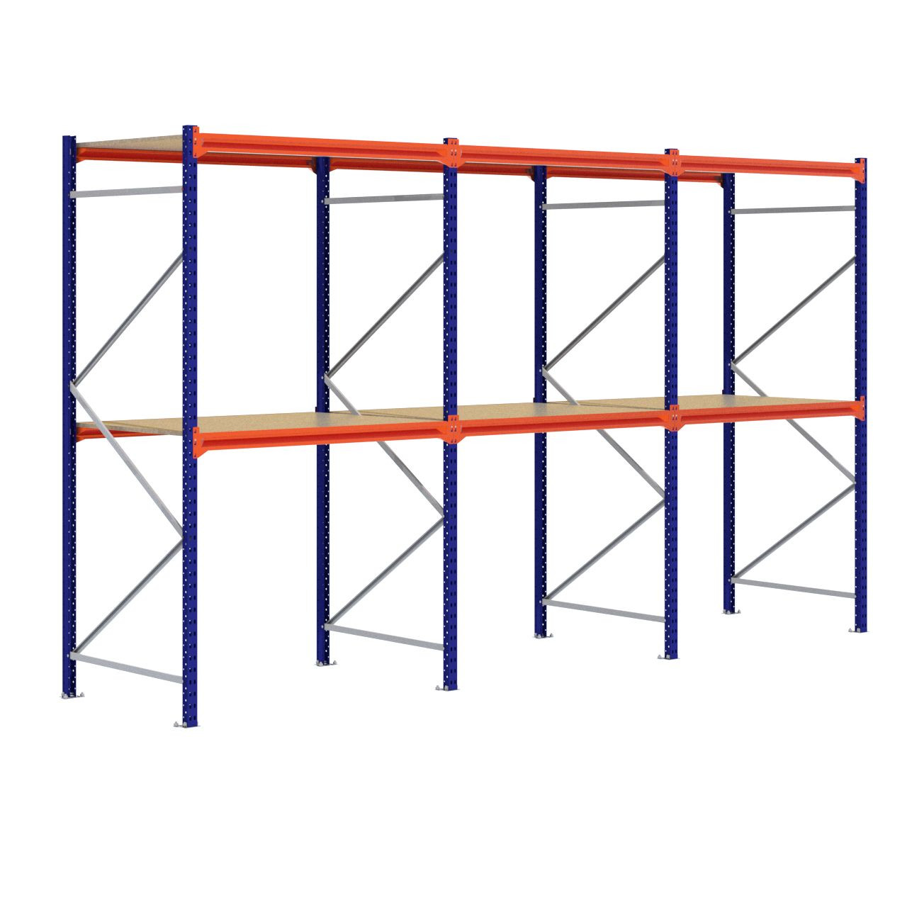 Grootvakstelling 2.500 mm x 4.300 mm x 1.000 mm (HxLxD) - 2 niveaus (Liggers: 1.350 mm)