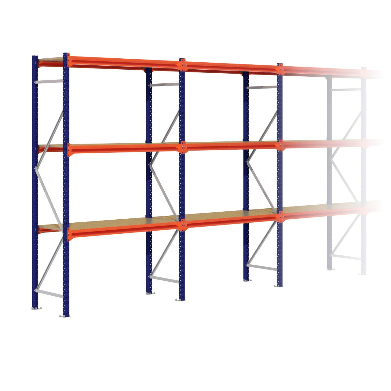 Grootvakstelling 2.500 mm x 5.700 mm x 600 mm (HxLxD) - 3 niveaus