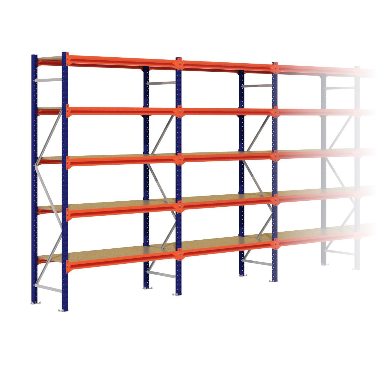 Grootvakstelling 2.500 mm x 5.700 mm x 600 mm (HxLxD) - 5 niveaus