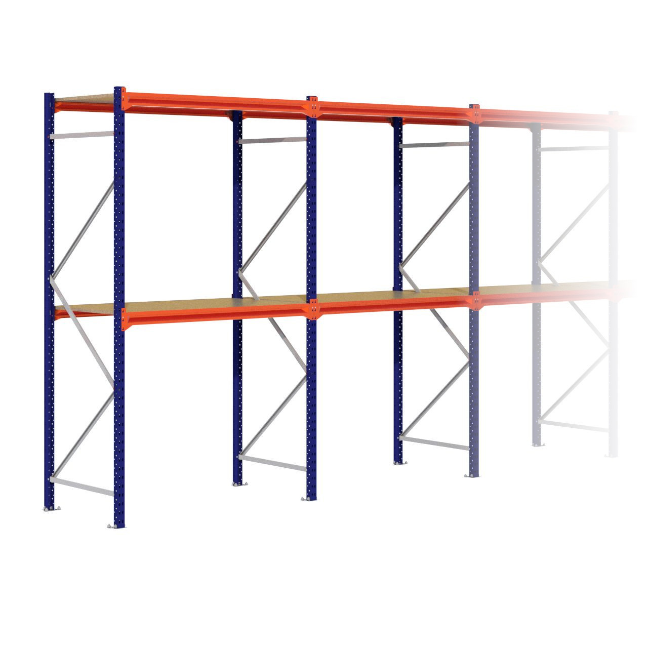 Grootvakstelling 2.500 mm x 5.700 mm x 800 mm (HxLxD) - 2 niveaus