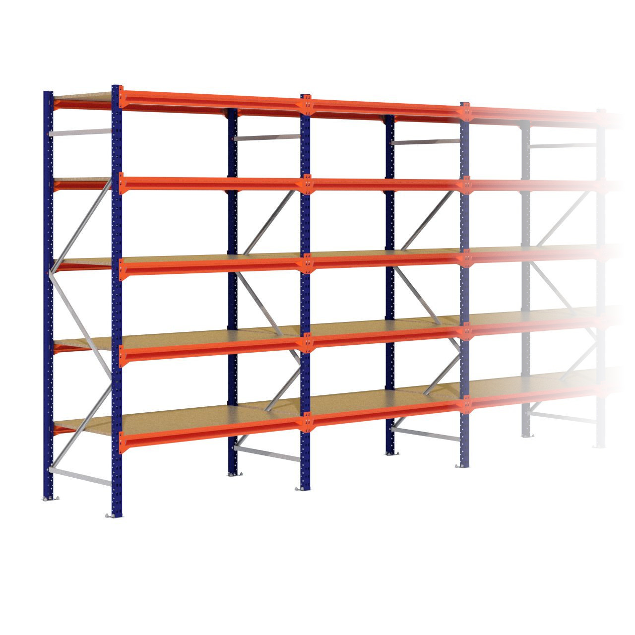 Grootvakstelling 2.500 mm x 5.700 mm x 800 mm (HxLxD) - 5 niveaus