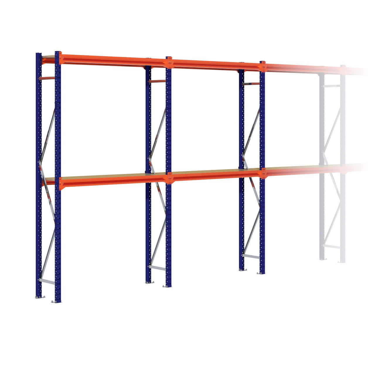 Grootvakstelling 2.500 mm x 11.300 mm x 400 mm (HxLxD) - 2 niveaus