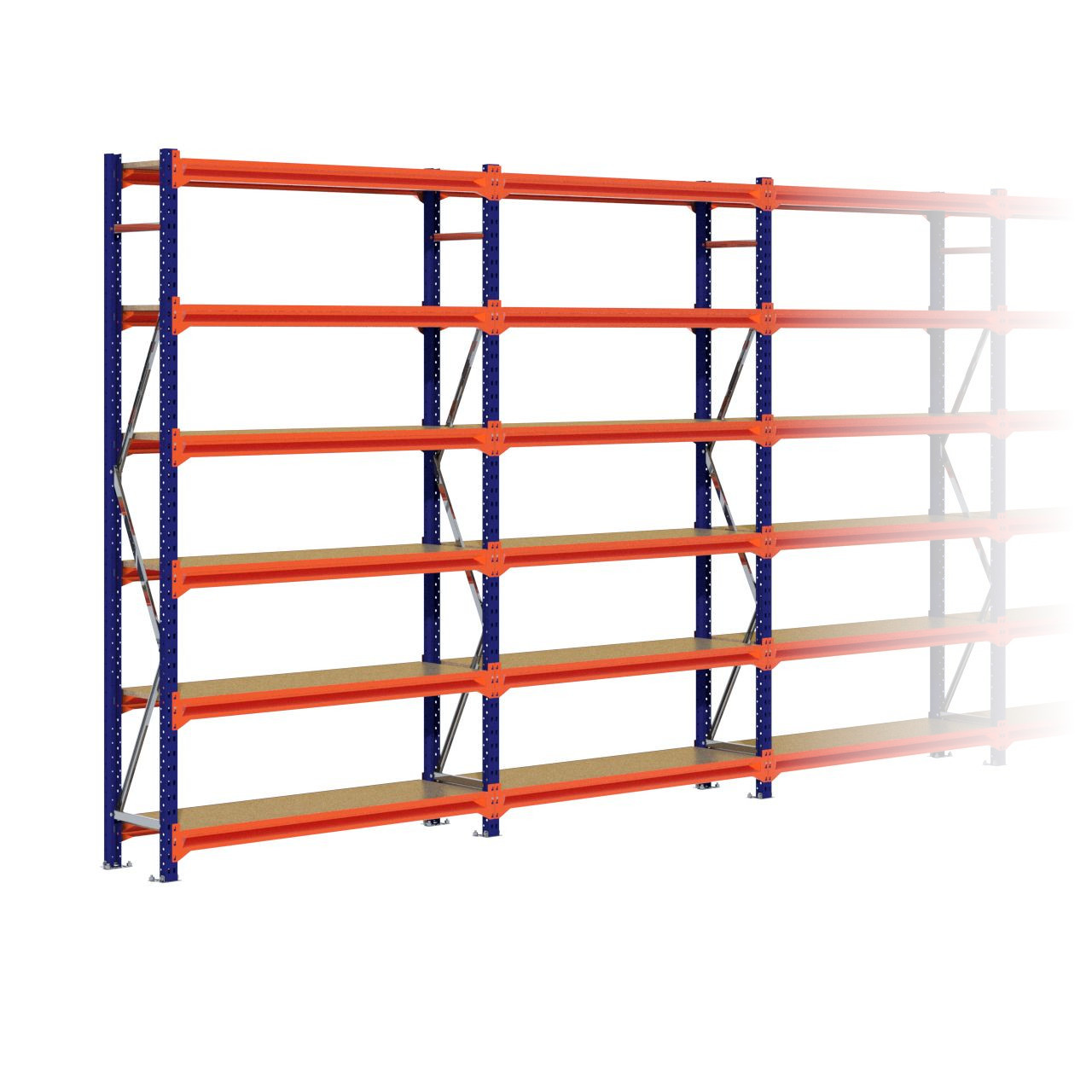Grootvakstelling 2.500 mm x 11.300 mm x 400 mm (HxLxD) - 6 niveaus