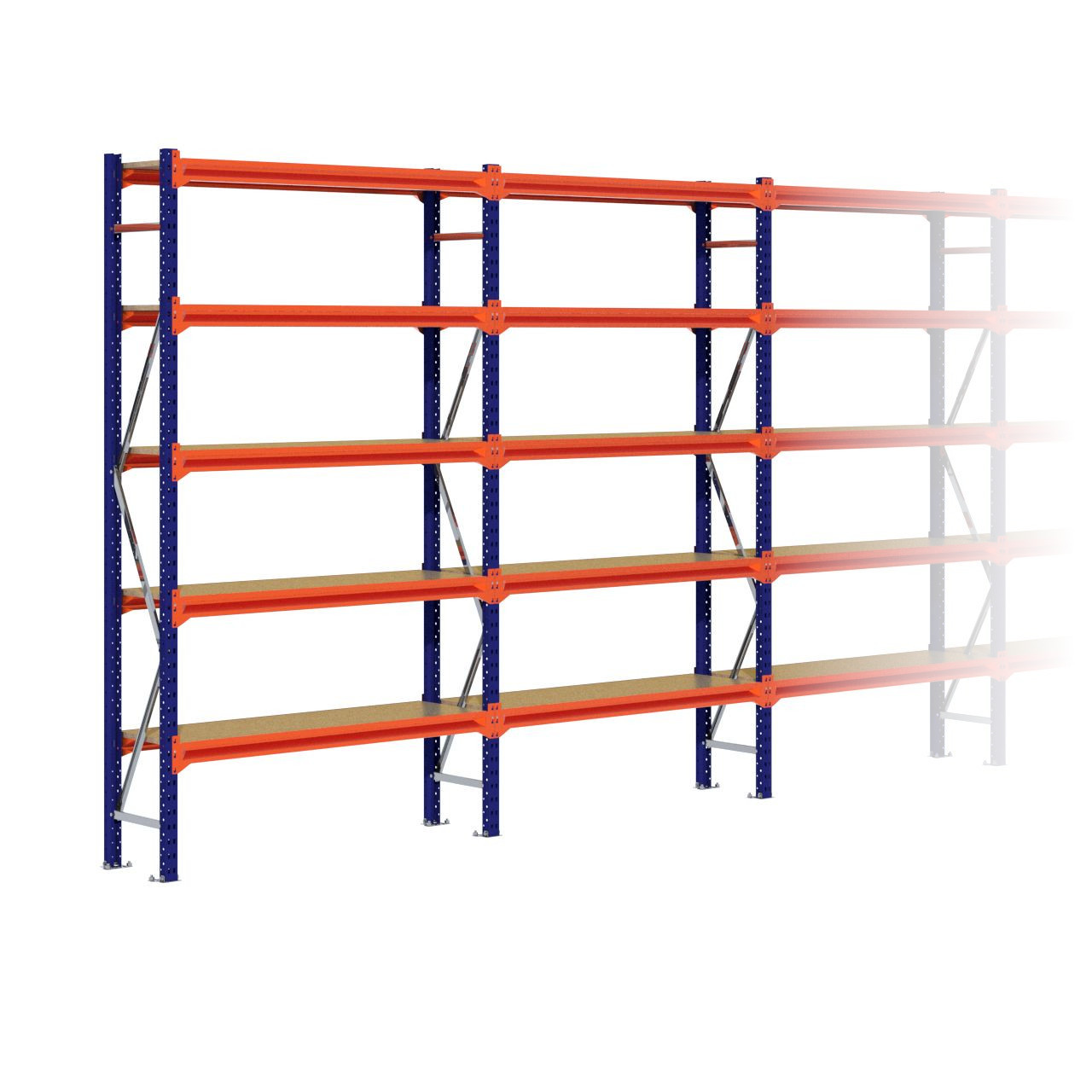 Grootvakstelling 2.500 mm x 11.300 mm x 400 mm (HxLxD) - 5 niveaus