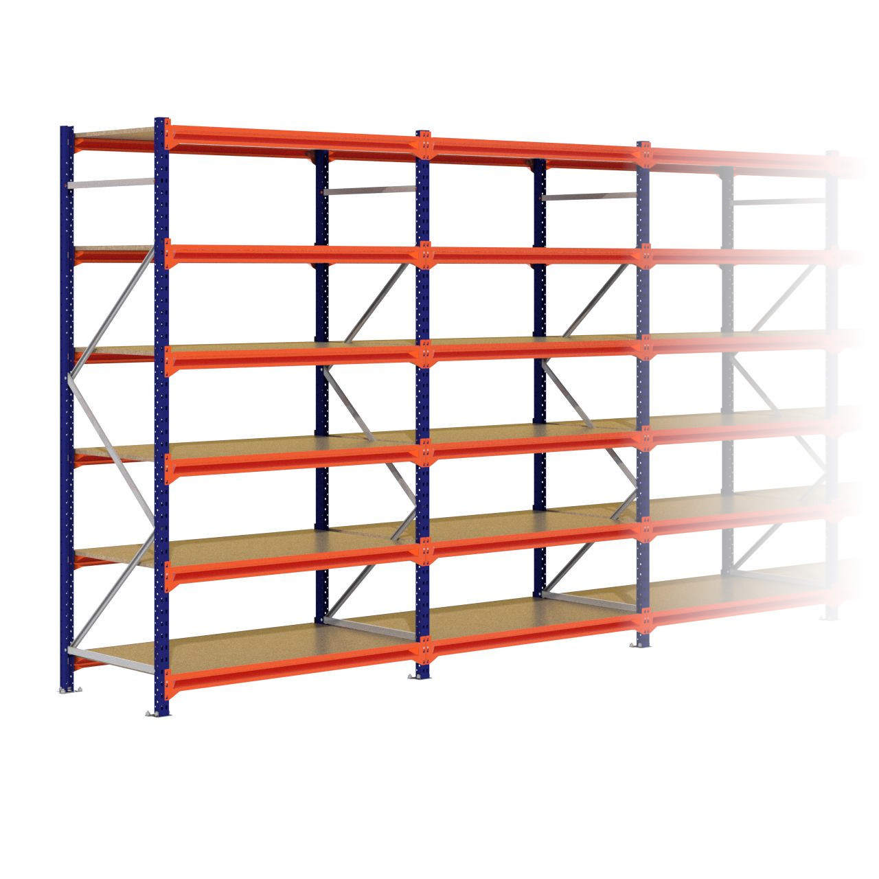Grootvakstelling 2.500 mm x 12.700 mm x 800 mm (HxLxD) - 6 niveaus
