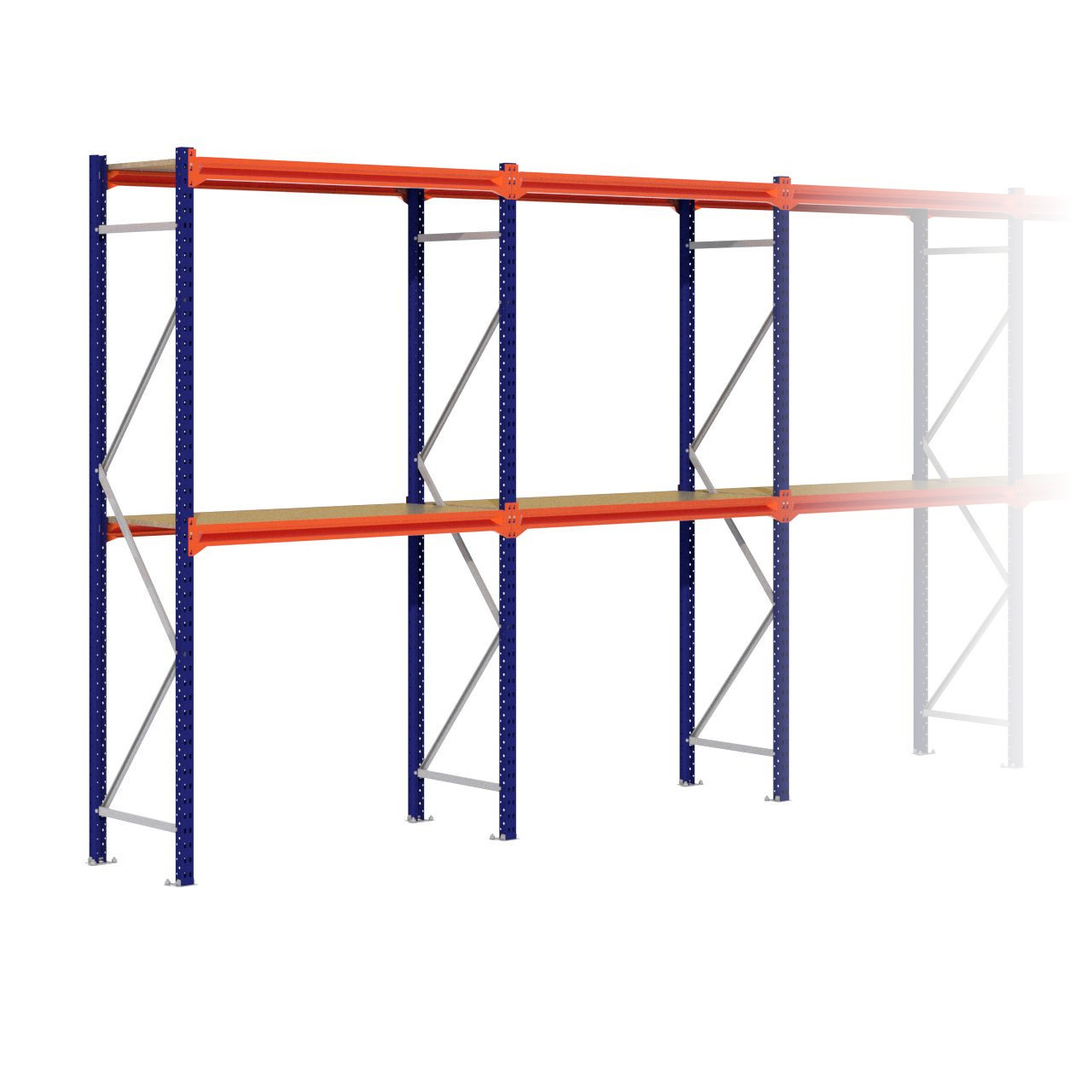 Grootvakstelling 2.500 mm x 12.700 mm x 600 mm (HxLxD) - 2 niveaus