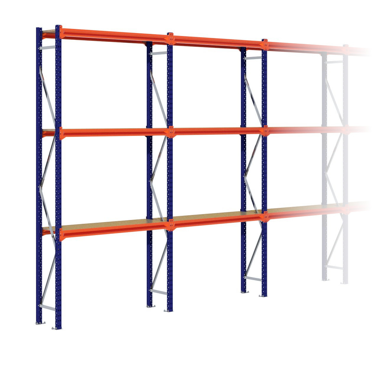 Grootvakstelling 3.000 mm x 5.700 mm x 400 mm (HxLxD) - 3 niveaus