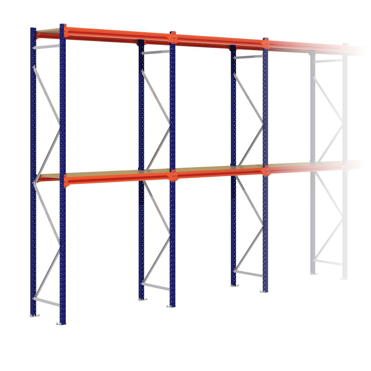 Grootvakstelling 3.000 mm x 8.500 mm x 600 mm (HxLxD) - 2 niveaus (Liggers: 1.350 mm)