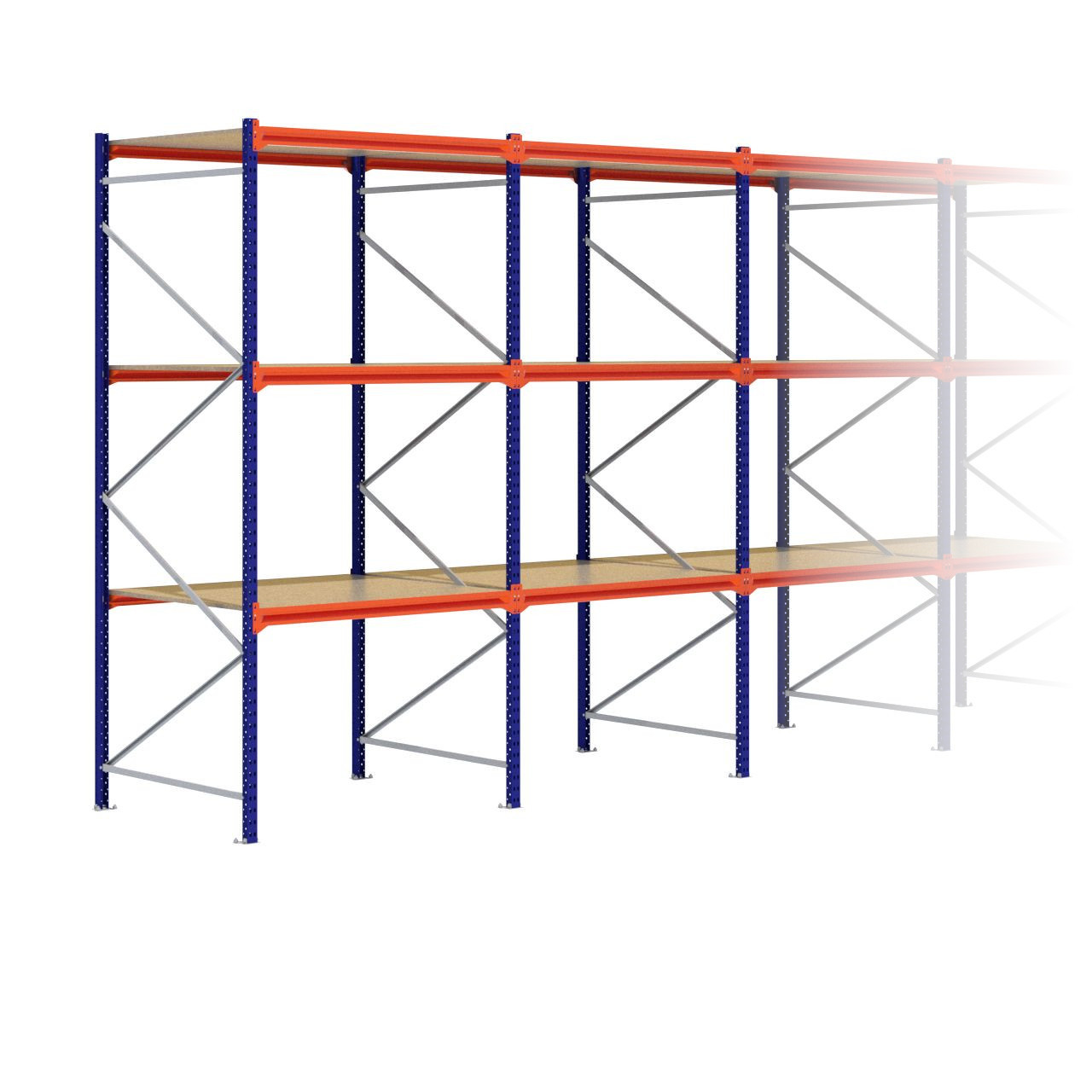 Grootvakstelling 3.000 mm x 11.300 mm x 1.200 mm (HxLxD) - 3 niveaus