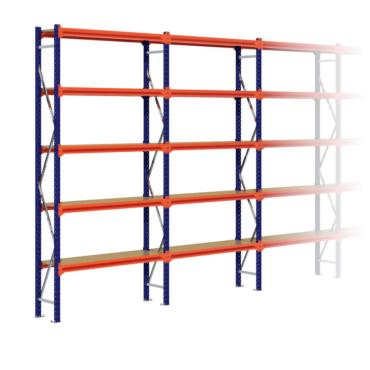 Grootvakstelling 3.000 mm x 12.700 mm x 400 mm (HxLxD) - 5 niveaus