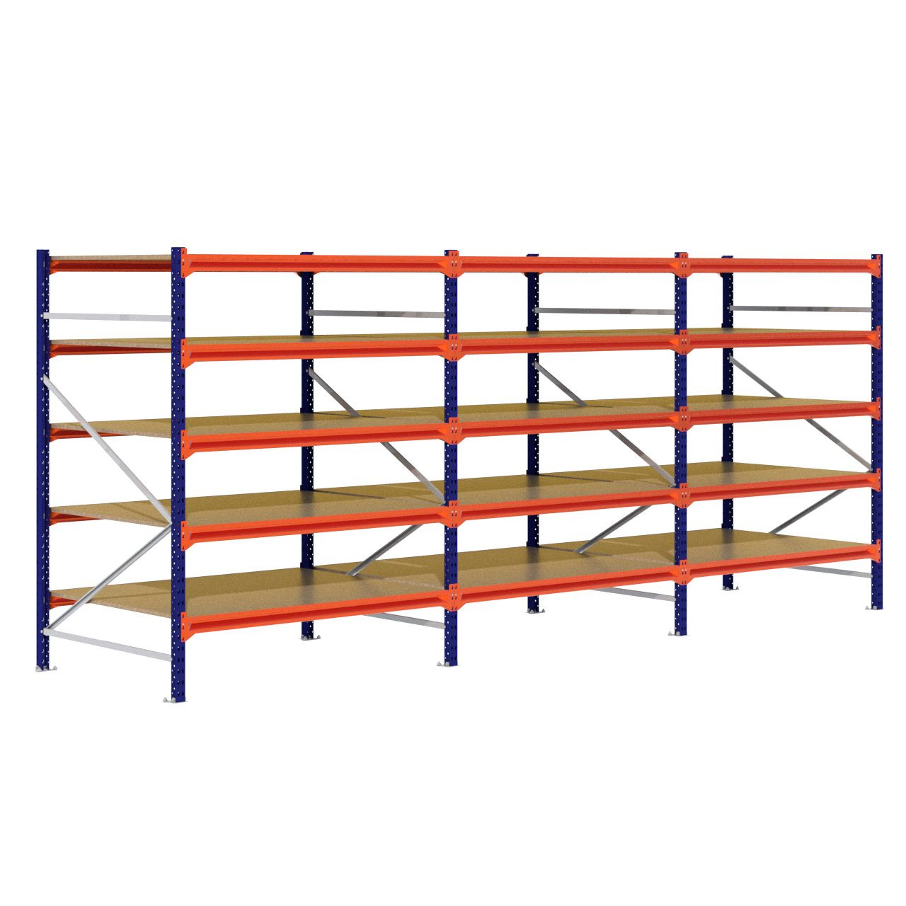 Grootvakstelling 2.000 mm x 4.700 mm x 1.200 mm (HxLxD) - 5 niveaus (Liggerlengte 1.500 mm)
