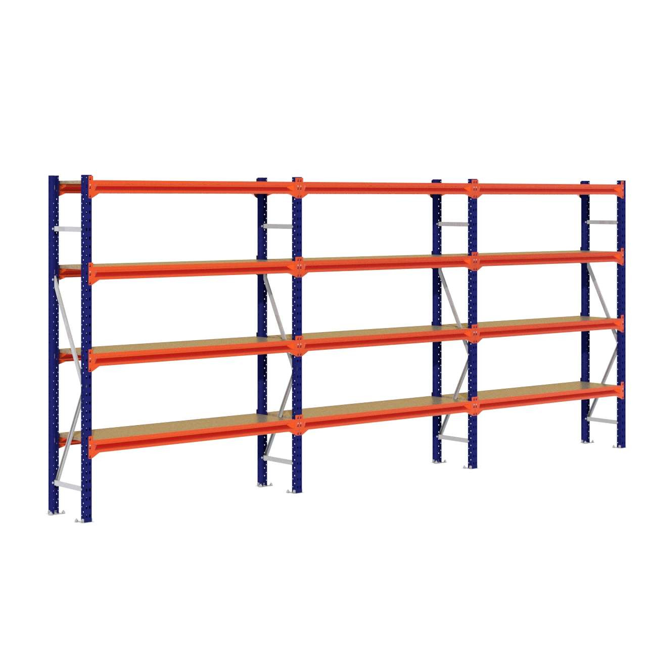 Grootvakstelling 2.000 mm x 4.700 mm x 400 mm (HxLxD) - 4 niveaus (Liggerlengte 1.500 mm)