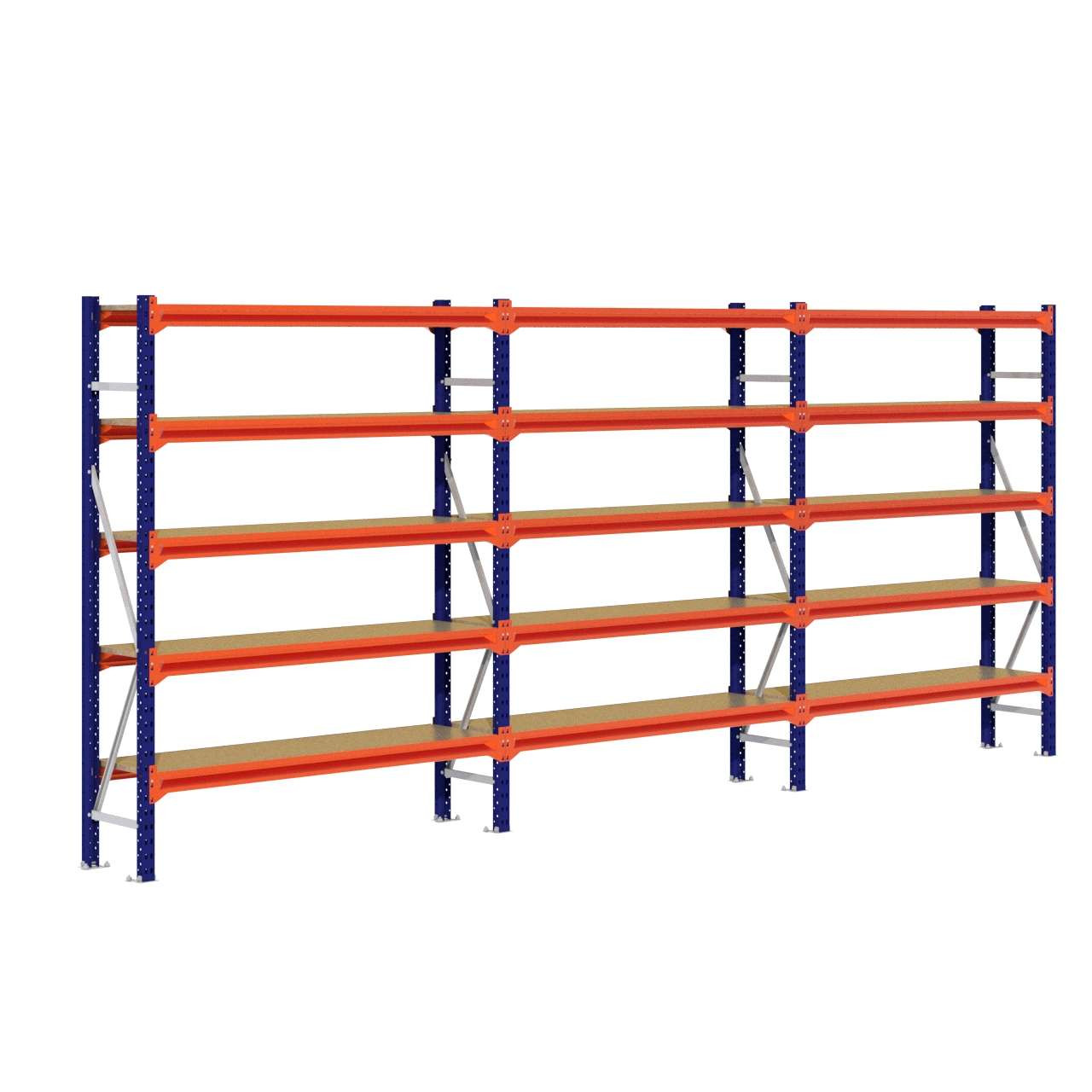 Grootvakstelling 2.000 mm x 4.700 mm x 400 mm (HxLxD) - 5 niveaus (Liggerlengte 1.500 mm)