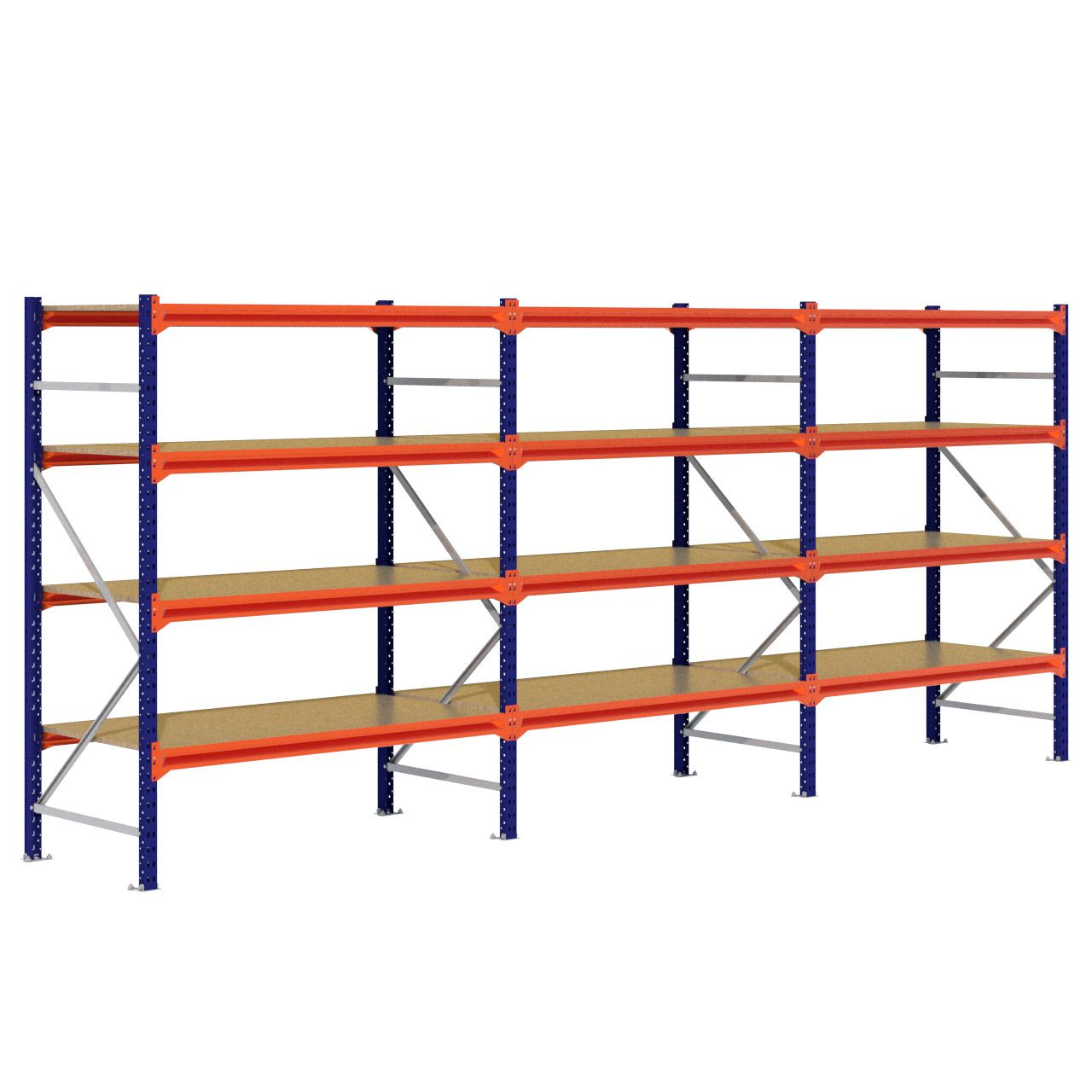 Grootvakstelling 2.000 mm x 4.700 mm x 800 mm (HxLxD) - 4 niveaus (Liggerlengte 1.500 mm)